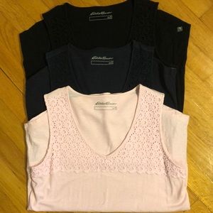 Three Eddie Bauer tank tops size M